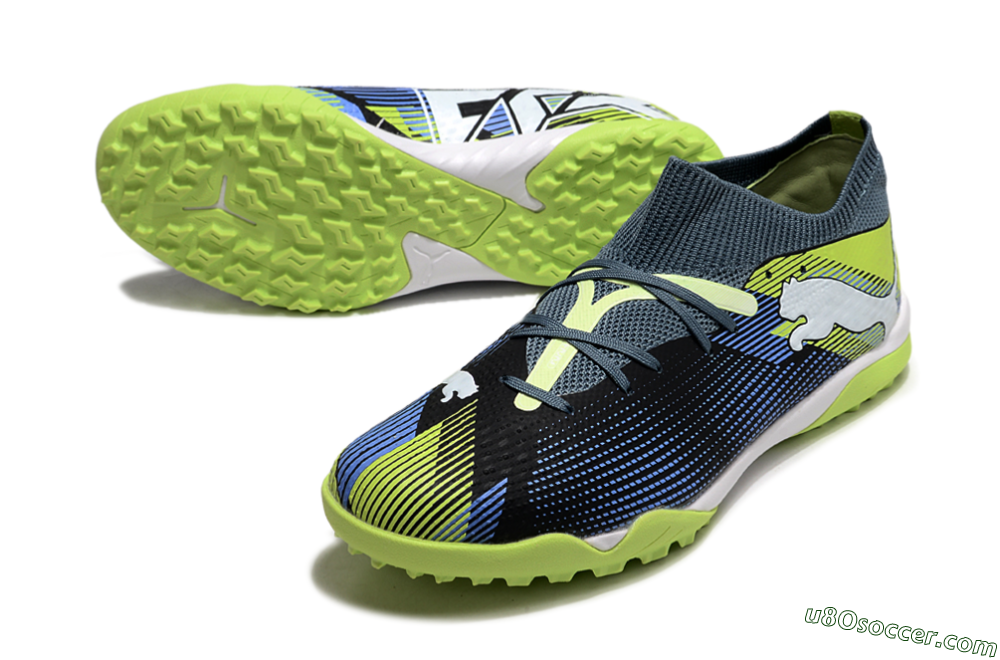 Puma Future 7 Ultimate TF Artificial Turf Soccer Shoes - Black/Blue/Yellow 3