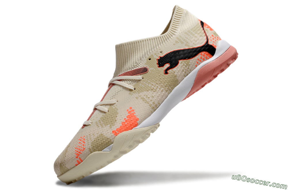 Puma Future 7 Ultimate TF Artificial Turf Soccer Shoes - Beige/Black/Red 5