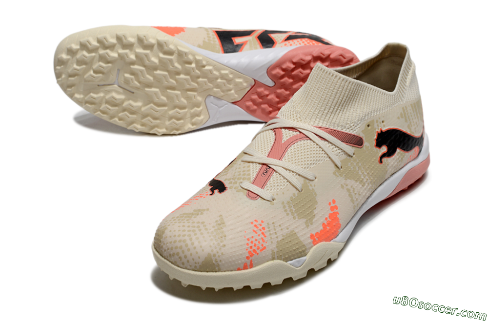 Puma Future 7 Ultimate TF Artificial Turf Soccer Shoes - Beige/Black/Red 3