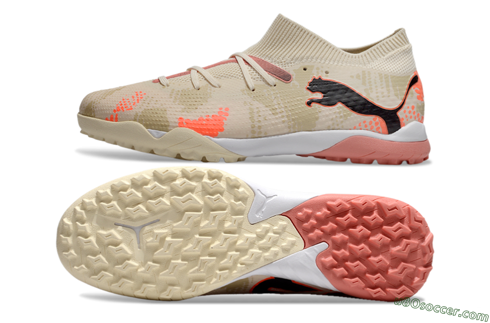 Puma Future 7 Ultimate TF Artificial Turf Soccer Shoes - Beige/Black/Red 0