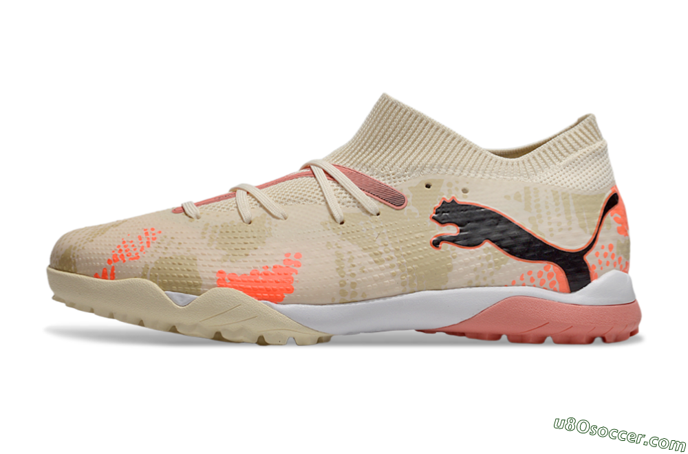 Puma Future 7 Ultimate TF Artificial Turf Soccer Shoes - Beige/Black/Red 2