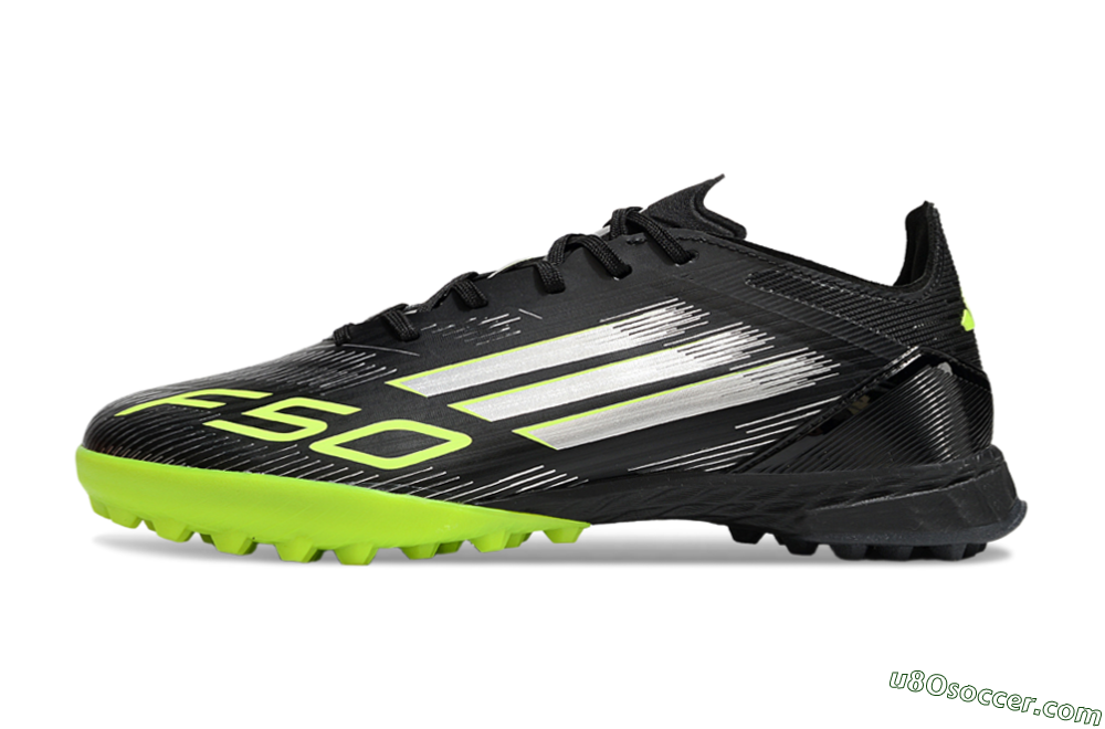 Adidas F50 Pro TF Artificial Turf Soccer Shoes - Black/Yellow/Silver 2