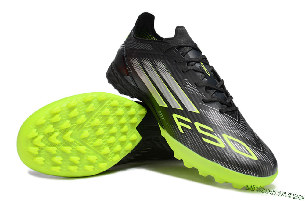 Adidas F50 Pro TF Artificial Turf Soccer Shoes - Black/Yellow/Silver 3