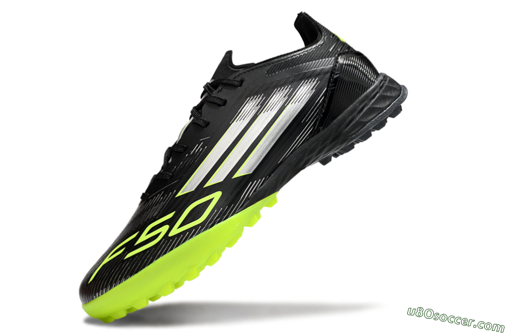 Adidas F50 Pro TF Artificial Turf Soccer Shoes - Black/Yellow/Silver 5