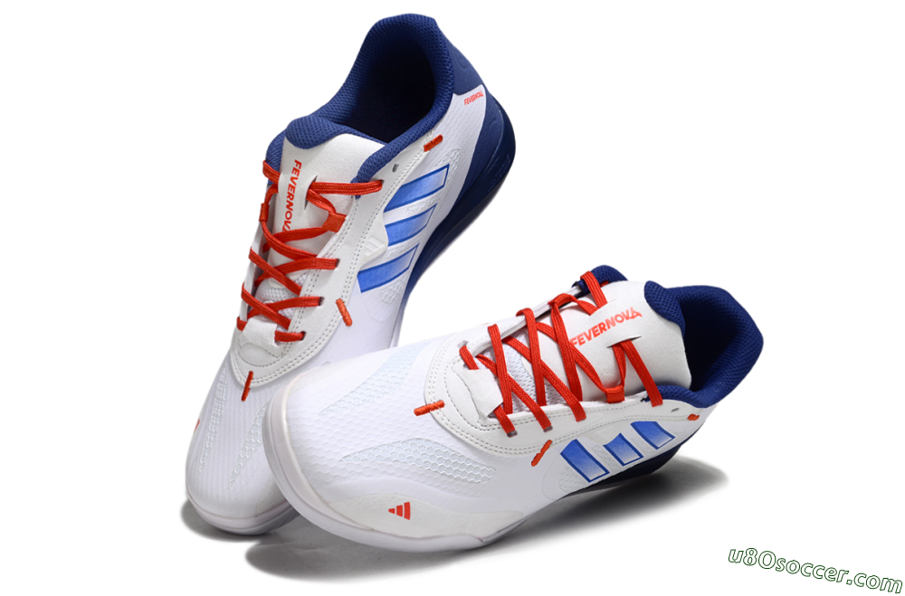 Adidas Fevernova IC Indoor & Futsal Soccer Shoes - White/Blue/Red 3