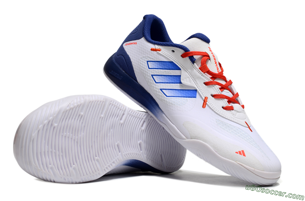 Adidas Fevernova IC Indoor & Futsal Soccer Shoes - White/Blue/Red 0