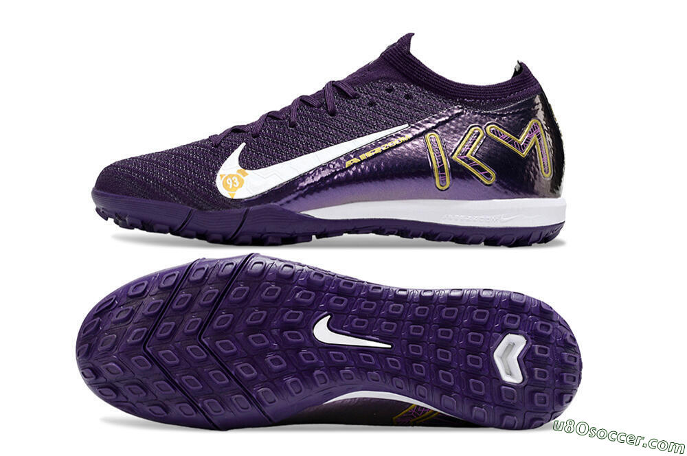 Nike Air Zoom Mercurial Vapor 16 Elite TF Artificial Turf Soccer Shoes - Purple/White/Gold 0