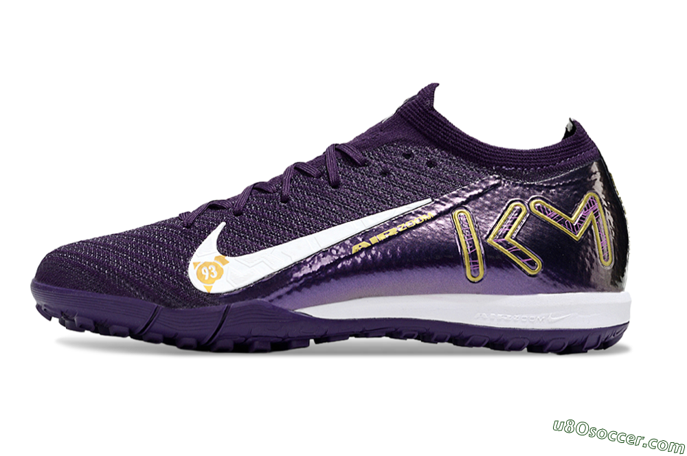 Nike Air Zoom Mercurial Vapor 16 Elite TF Artificial Turf Soccer Shoes - Purple/White/Gold 2