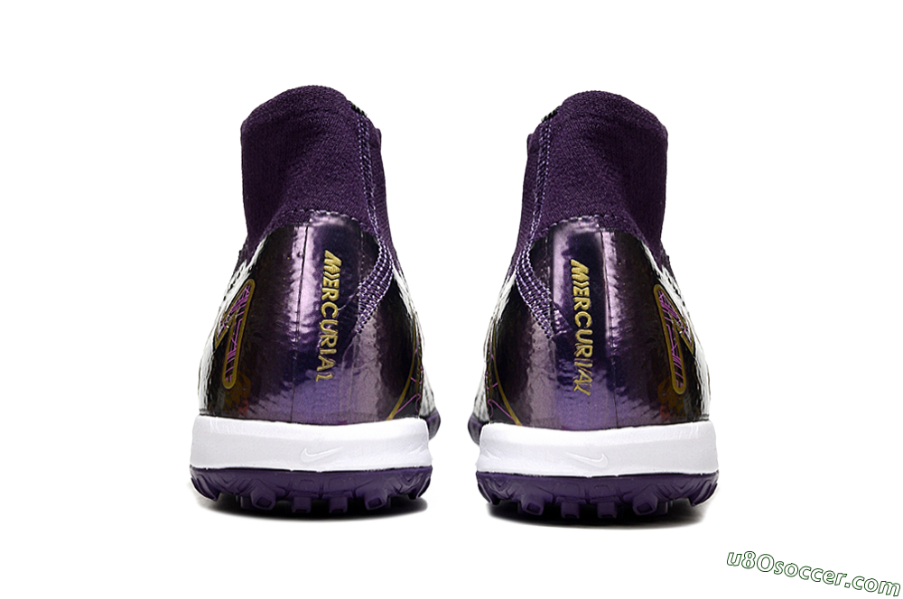 Nike Air Zoom Mercurial Superfly 10 Elite TF Artificial Turf Soccer Shoes - Purple/White/Gold 5