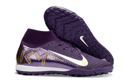 Nike Air Zoom Mercurial Superfly 10 Elite TF Artificial Turf Soccer Shoes - Purple/White/Gold