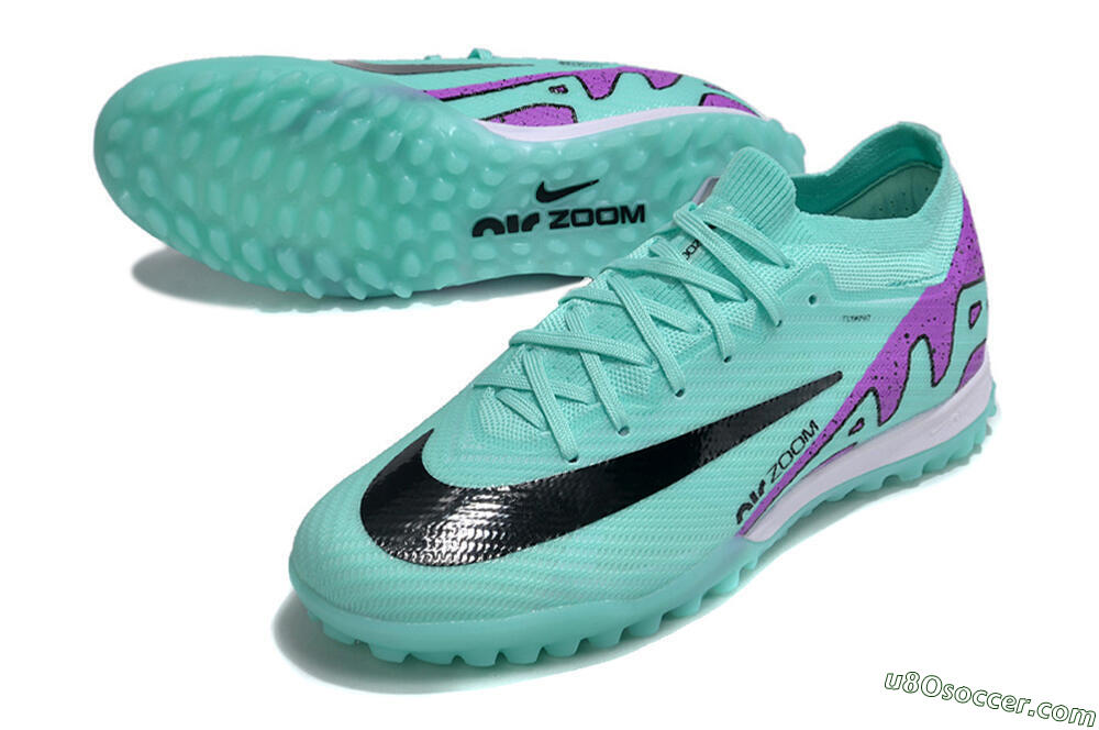 Nike Air Zoom Mercurial Vapor 16 Elite TF Artificial Turf Soccer Shoes - Jade/Black/Purple 3