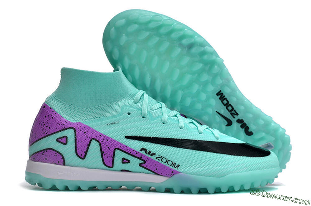 Nike Air Zoom Mercurial Superfly 10 Elite TF Artificial Turf Soccer Shoes - Jade/Black/Purple 1