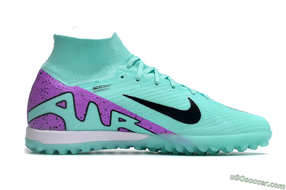 Nike Air Zoom Mercurial Superfly 10 Elite TF Artificial Turf Soccer Shoes - Jade/Black/Purple 4