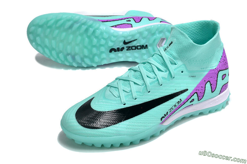 Nike Air Zoom Mercurial Superfly 10 Elite TF Artificial Turf Soccer Shoes - Jade/Black/Purple 3