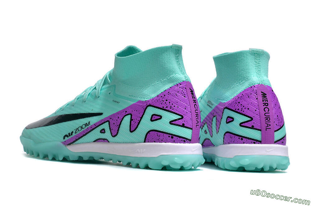 Nike Air Zoom Mercurial Superfly 10 Elite TF Artificial Turf Soccer Shoes - Jade/Black/Purple 5