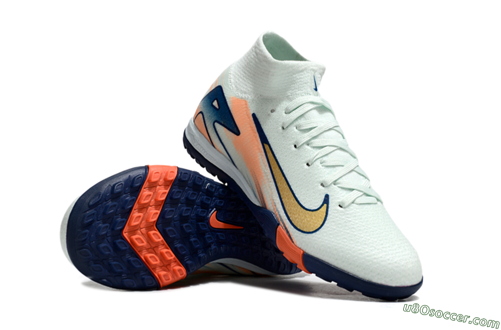 Nike Air Zoom Mercurial Superfly 10 Elite TF Artificial Turf Soccer Shoes - Jade/Gold/Blue 0