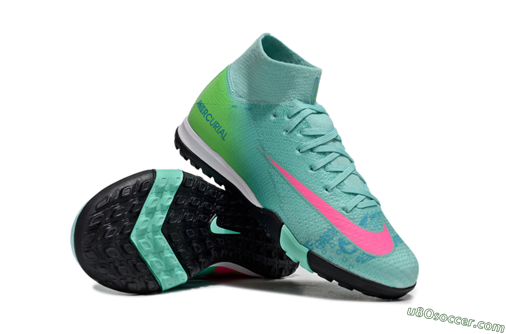 Nike Air Zoom Mercurial Superfly 10 Elite TF Artificial Turf Soccer Shoes - Jade/Pink/Yellow 0