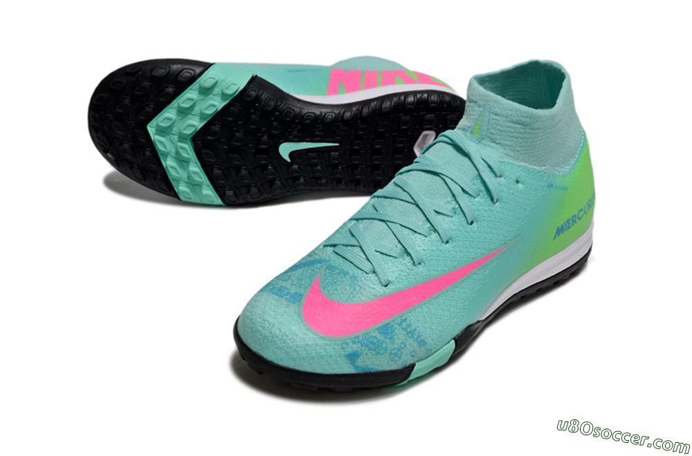 Nike Air Zoom Mercurial Superfly 10 Elite TF Artificial Turf Soccer Shoes - Jade/Pink/Yellow 3