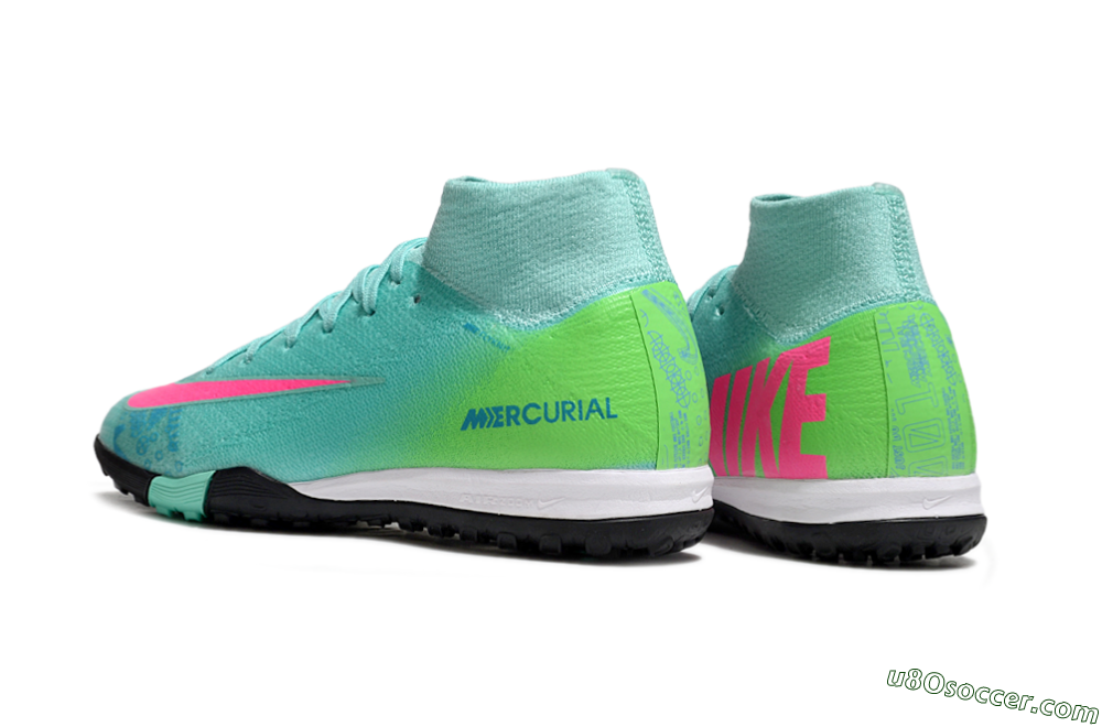 Nike Air Zoom Mercurial Superfly 10 Elite TF Artificial Turf Soccer Shoes - Jade/Pink/Yellow 5
