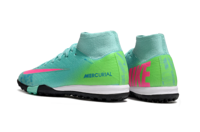 Nike Air Zoom Mercurial Superfly 10 Elite TF Artificial Turf Soccer Shoes - Jade/Pink/Yellow