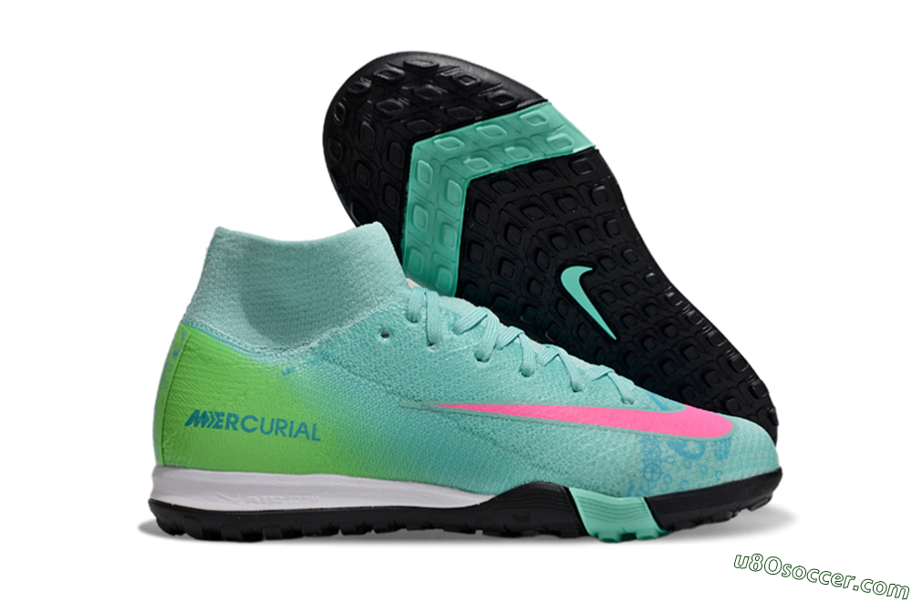 Nike Air Zoom Mercurial Superfly 10 Elite TF Artificial Turf Soccer Shoes - Jade/Pink/Yellow 1