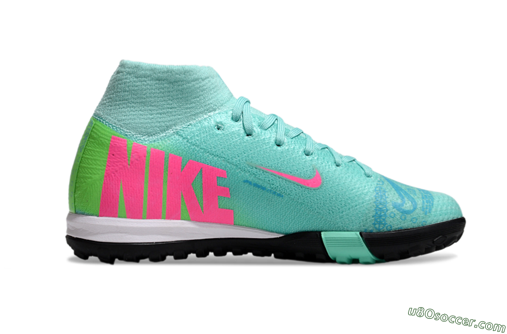 Nike Air Zoom Mercurial Superfly 10 Elite TF Artificial Turf Soccer Shoes - Jade/Pink/Yellow 4