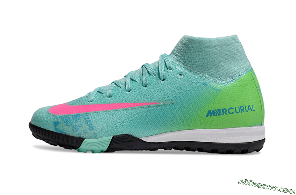 Nike Air Zoom Mercurial Superfly 10 Elite TF Artificial Turf Soccer Shoes - Jade/Pink/Yellow 2