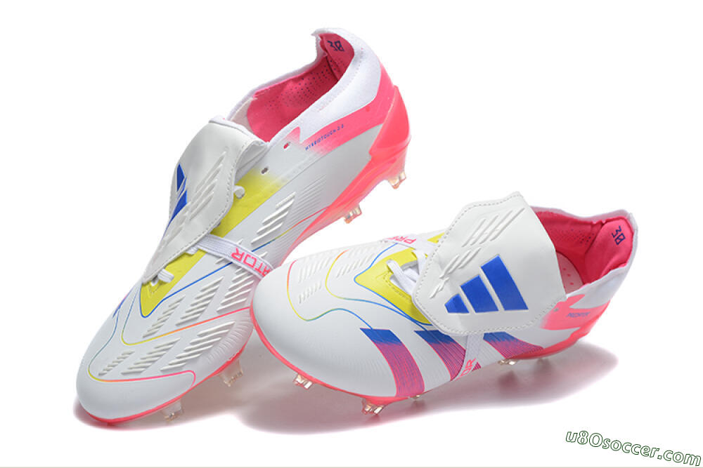 Adidas Predator 25 Elite Foldover Tongue FG Firm Ground Soccer Cleats - White/Red/Blue 6