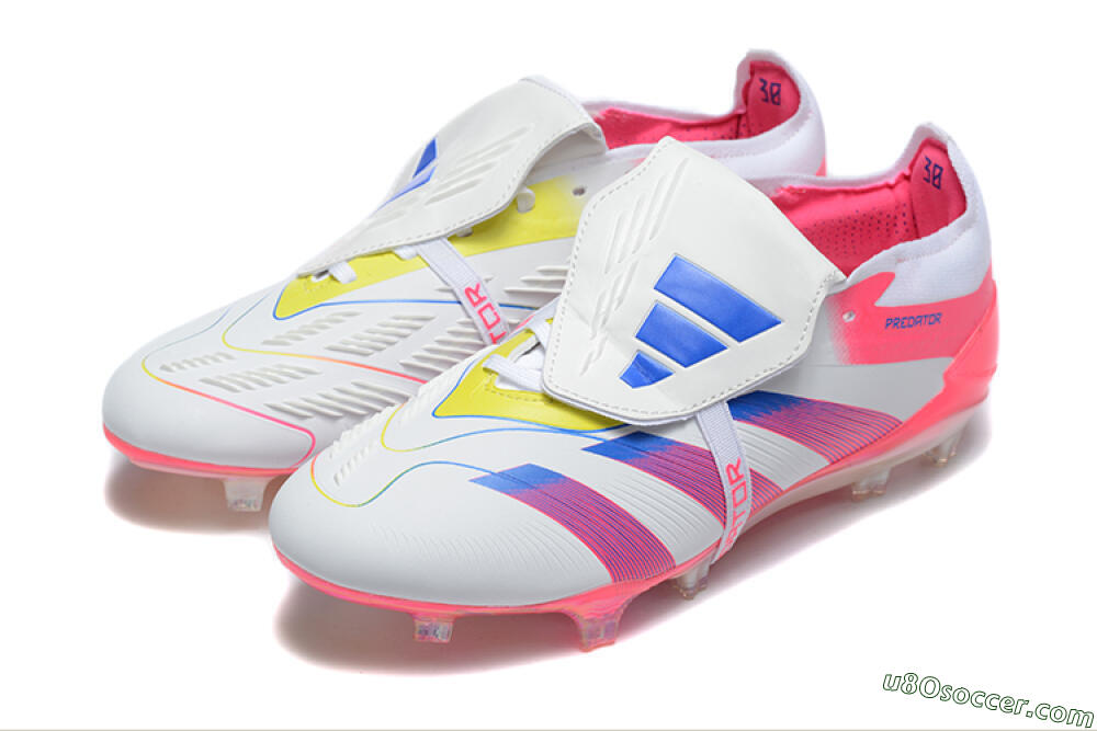 Adidas Predator 25 Elite Foldover Tongue FG Firm Ground Soccer Cleats - White/Red/Blue 5