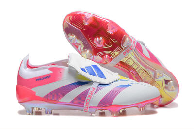 Adidas Predator 25 Elite Foldover Tongue FG Firm Ground Soccer Cleats - White/Red/Blue