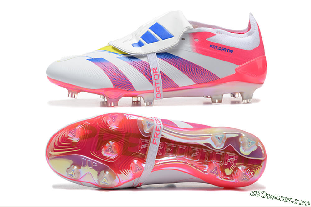 Adidas Predator 25 Elite Foldover Tongue FG Firm Ground Soccer Cleats - White/Red/Blue 0