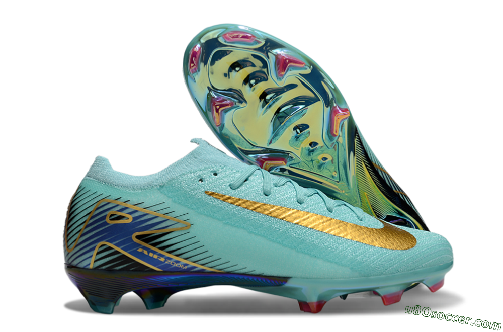 Nike Air Zoom Mercurial Vapor 16 Elite FG Firm Ground Soccer Cleats - Jade/Gold/Blue 1