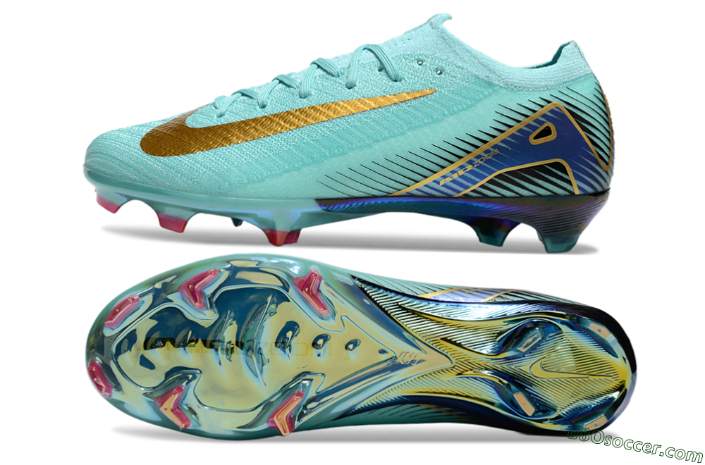 Nike Air Zoom Mercurial Vapor 16 Elite FG Firm Ground Soccer Cleats - Jade/Gold/Blue 0