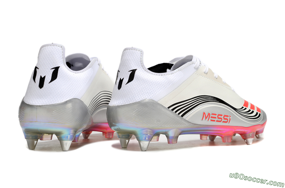 Messi x Adidas F50 Elite 2025 SG Soft Ground Soccer Cleats - Silver/White/Black 6
