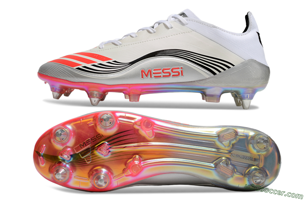 Messi x Adidas F50 Elite 2025 SG Soft Ground Soccer Cleats - Silver/White/Black 0