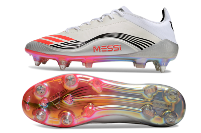 Messi x Adidas F50 Elite 2025 SG Soft Ground Soccer Cleats - Silver/White/Black