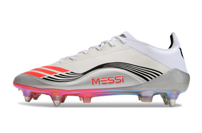 Messi x Adidas F50 Elite 2025 SG Soft Ground Soccer Cleats - Silver/White/Black