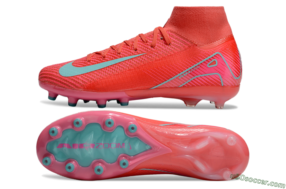 Nike Air Zoom Mercurial Superfly 10 Elite AG Artificial Grass Soccer Cleats - Red/Jade 0