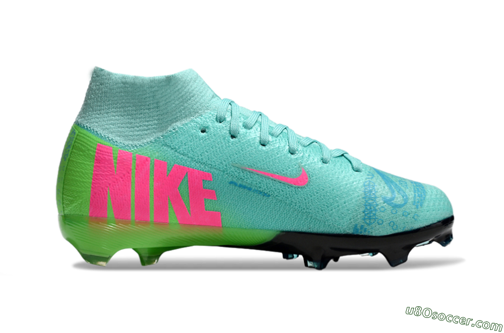 Nike Air Zoom Mercurial Superfly 10 Elite FG Firm Ground Soccer Cleats - Jade/Pink/Yellow 4