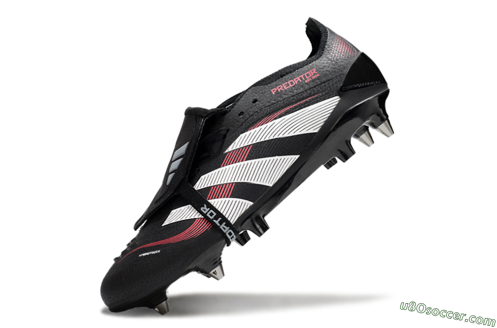 Adidas Predator 25 Elite Foldover Tongue SG Soft Ground Soccer Cleats - Black/White/Red 5