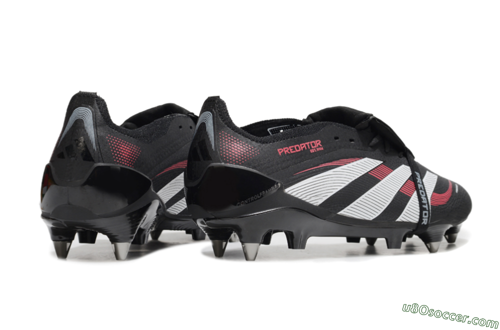 Adidas Predator 25 Elite Foldover Tongue SG Soft Ground Soccer Cleats - Black/White/Red 6