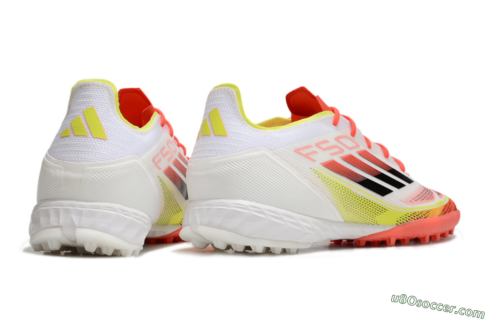 Adidas F50 Pro TF Artificial Turf Soccer Shoes - White/Red/Yellow 6