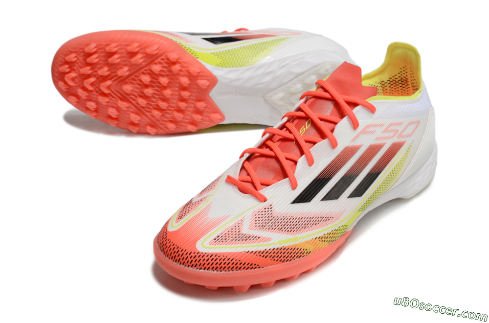 Adidas F50 Pro TF Artificial Turf Soccer Shoes - White/Red/Yellow 3