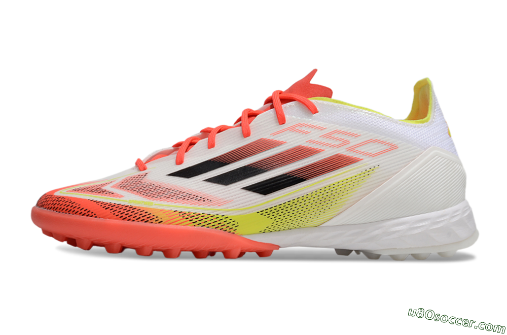 Adidas F50 Pro TF Artificial Turf Soccer Shoes - White/Red/Yellow 2