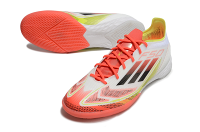 Adidas F50 Pro IC Indoor & Futsal Soccer Shoes - White/Red/Yellow