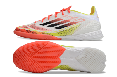 Adidas F50 Pro IC Indoor & Futsal Soccer Shoes - White/Red/Yellow