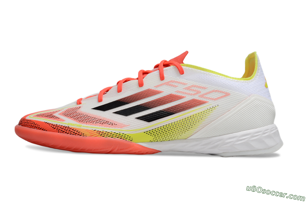 Adidas F50 Pro IC Indoor & Futsal Soccer Shoes - White/Red/Yellow 2