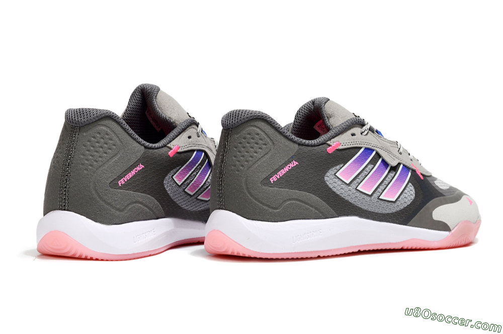 Adidas Fevernova IC Indoor & Futsal Soccer Shoes - Grey/Purple/Pink 6