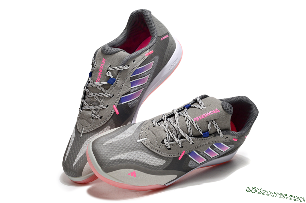 Adidas Fevernova IC Indoor & Futsal Soccer Shoes - Grey/Purple/Pink 3