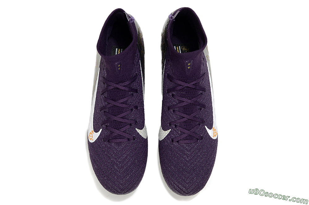 Nike Air Zoom Mercurial Superfly 10 Elite SG Soft Ground Soccer Cleats - Purple/White/Gold 4